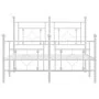 Metal bed frame with headboard and white footboard 120x200 cm by , Beds and slatted bases - Ref: Foro24-374404, Price: 100,51...