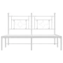Metal bed frame with white headboard 135x190 cm by , Beds and slatted bases - Ref: Foro24-374387, Price: 87,10 €, Discount: %