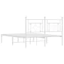 Metal bed frame with white headboard 135x190 cm by , Beds and slatted bases - Ref: Foro24-374387, Price: 87,10 €, Discount: %