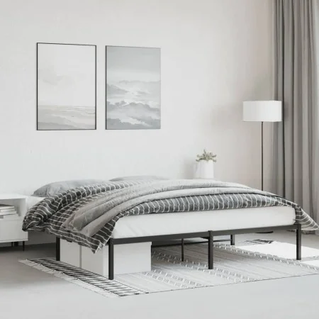 Black metal bed frame 180x200 cm by , Beds and slatted bases - Ref: Foro24-373659, Price: 92,70 €, Discount: %