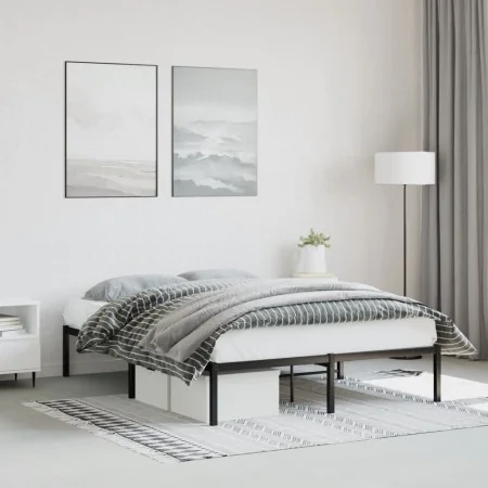 Black metal bed frame 140x200 cm by , Beds and slatted bases - Ref: Foro24-373656, Price: 88,60 €, Discount: %