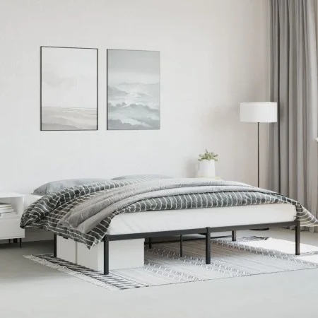 Black metal bed frame 193x203 cm by , Beds and slatted bases - Ref: Foro24-373661, Price: 91,37 €, Discount: %