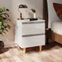 Mesitas de noche 2 uds patas madera blanco brillo 40x35x50 cm de vidaXL, Mesitas de noche - Ref: Foro24-805864, Precio: 80,28...
