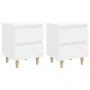 Mesitas de noche 2 uds patas madera blanco brillo 40x35x50 cm de vidaXL, Mesitas de noche - Ref: Foro24-805864, Precio: 80,28...