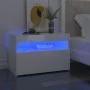 Nachttisch mit LED aus glänzend weißem Sperrholz, 60 x 35 x 40 cm von vidaXL, Nachttische - Ref: Foro24-3082786, Preis: 48,51...
