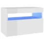Nightstand with LED glossy white plywood 60x35x40 cm by vidaXL, Nightstands - Ref: Foro24-3082786, Price: 48,51 €, Discount: %