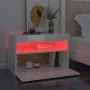 Nachttisch mit LED aus glänzend weißem Sperrholz, 60 x 35 x 40 cm von vidaXL, Nachttische - Ref: Foro24-3082786, Preis: 48,51...