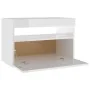 Nachttisch mit LED aus glänzend weißem Sperrholz, 60 x 35 x 40 cm von vidaXL, Nachttische - Ref: Foro24-3082786, Preis: 48,51...