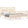 Bed frame with solid wood headboard 160x200 cm by , Beds and slatted bases - Ref: Foro24-3194581, Price: 148,07 €, Discount: %