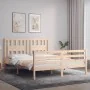 Bed frame with solid wood headboard 160x200 cm by , Beds and slatted bases - Ref: Foro24-3194581, Price: 148,07 €, Discount: %