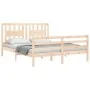 Bed frame with solid wood headboard 160x200 cm by , Beds and slatted bases - Ref: Foro24-3194581, Price: 148,07 €, Discount: %