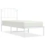 Metal bed frame with white headboard 75x190 cm by , Beds and slatted bases - Ref: Foro24-373926, Price: 62,13 €, Discount: %