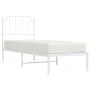 Metal bed frame with white headboard 75x190 cm by , Beds and slatted bases - Ref: Foro24-373926, Price: 62,13 €, Discount: %