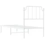 Metal bed frame with white headboard 75x190 cm by , Beds and slatted bases - Ref: Foro24-373926, Price: 62,13 €, Discount: %