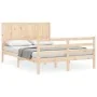 Bed frame with solid wood headboard 160x200 cm by , Beds and slatted bases - Ref: Foro24-3194516, Price: 169,68 €, Discount: %