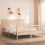 Bed frame with solid wood headboard 160x200 cm by , Beds and slatted bases - Ref: Foro24-3194516, Price: 169,68 €, Discount: %