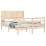 Bed frame with solid wood headboard 160x200 cm by , Beds and slatted bases - Ref: Foro24-3194516, Price: 169,68 €, Discount: %