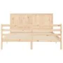 Bed frame with solid wood headboard 160x200 cm by , Beds and slatted bases - Ref: Foro24-3194516, Price: 169,68 €, Discount: %