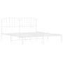 Metal bed frame with white headboard 183x213 cm by , Beds and slatted bases - Ref: Foro24-373941, Price: 99,60 €, Discount: %