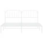 Estructura de cama de metal con cabecero blanco 183x213 cm de , Camas y somieres - Ref: Foro24-373941, Precio: 99,60 €, Descu...