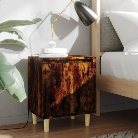 Bedside tables 2 units smoked oak wood legs 40x30x50 cm by vidaXL, Nightstands - Ref: Foro24-813111, Price: 45,67 €, Discount: %