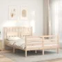 Bed frame with solid wood headboard 140x190 cm by , Beds and slatted bases - Ref: Foro24-3194291, Price: 131,60 €, Discount: %