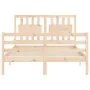 Bed frame with solid wood headboard 140x190 cm by , Beds and slatted bases - Ref: Foro24-3194291, Price: 131,60 €, Discount: %