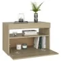 Bedside tables with LED lights 2 units Sonoma plywood 60x35x40 cm by vidaXL, Nightstands - Ref: Foro24-3082781, Price: 82,04 ...