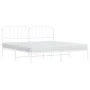 Metal bed frame with white headboard 193x203 cm by , Beds and slatted bases - Ref: Foro24-373942, Price: 100,09 €, Discount: %