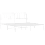 Metal bed frame with white headboard 193x203 cm by , Beds and slatted bases - Ref: Foro24-373942, Price: 100,09 €, Discount: %