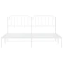 Metal bed frame with white headboard 193x203 cm by , Beds and slatted bases - Ref: Foro24-373942, Price: 100,09 €, Discount: %