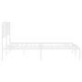 Metal bed frame with white headboard 193x203 cm by , Beds and slatted bases - Ref: Foro24-373942, Price: 100,09 €, Discount: %