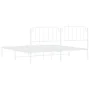 Metal bed frame with white headboard 193x203 cm by , Beds and slatted bases - Ref: Foro24-373942, Price: 100,09 €, Discount: %