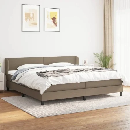 Box spring bed with taupe gray fabric mattress 200x200 cm by , Beds and slatted bases - Ref: Foro24-3126193, Price: 613,59 €,...