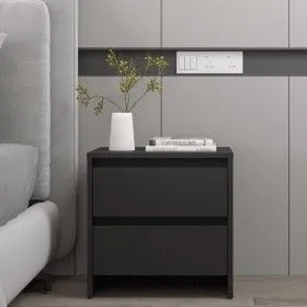 Mesita de noche madera de ingeniería negro 45x34,5x44,5 cm de vidaXL, Mesitas de noche - Ref: Foro24-809847, Precio: 41,52 €,...