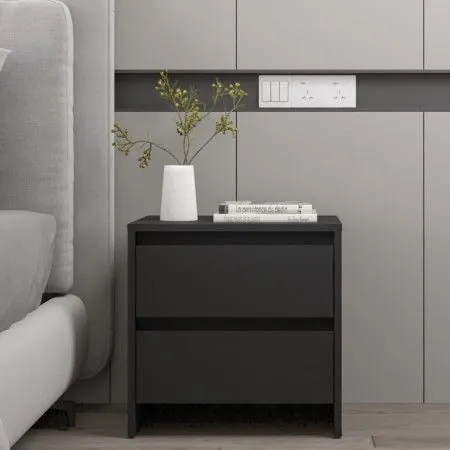 Black engineered wood nightstand 45x34.5x44.5 cm by vidaXL, Nightstands - Ref: Foro24-809847, Price: 42,05 €, Discount: %