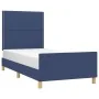 Bed frame with blue fabric headboard 90x200 cm by , Beds and slatted bases - Ref: Foro24-3124950, Price: 131,74 €, Discount: %