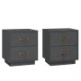 Mesitas de noche 2 uds madera maciza pino gris 40x34x45 cm de vidaXL, Mesitas de noche - Ref: Foro24-818330, Precio: 86,68 €,...