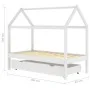 Children's bed structure with pine wood drawer, white, 80x160 cm by vidaXL, Cribs and beds for children - Ref: Foro24-322140,...
