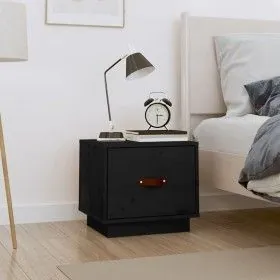 Solid black pine wood bedside table 40x34x35 cm by vidaXL, Nightstands - Ref: Foro24-818293, Price: 37,72 €, Discount: %