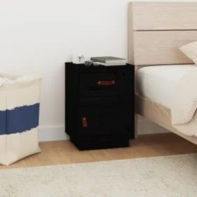 Mesita de noche madera maciza de pino negro 40x34x55 cm de vidaXL, Mesitas de noche - Ref: Foro24-818313, Precio: 50,02 €, De...