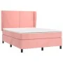 Box spring bed with pink velvet mattress 140x190 cm by , Beds and slatted bases - Ref: Foro24-3129152, Price: 520,83 €, Disco...