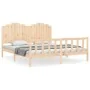 Bed frame with solid wood headboard 180x200 cm by , Beds and slatted bases - Ref: Foro24-3192311, Price: 182,82 €, Discount: %