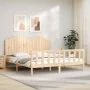 Bed frame with solid wood headboard 180x200 cm by , Beds and slatted bases - Ref: Foro24-3192311, Price: 182,82 €, Discount: %