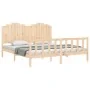 Bed frame with solid wood headboard 180x200 cm by , Beds and slatted bases - Ref: Foro24-3192311, Price: 182,82 €, Discount: %