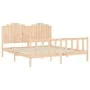 Bed frame with solid wood headboard 180x200 cm by , Beds and slatted bases - Ref: Foro24-3192311, Price: 182,82 €, Discount: %