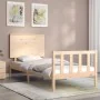 Bed frame with solid wood headboard 100x200 cm by , Beds and slatted bases - Ref: Foro24-3193391, Price: 116,89 €, Discount: %