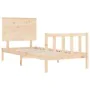 Bed frame with solid wood headboard 100x200 cm by , Beds and slatted bases - Ref: Foro24-3193391, Price: 116,89 €, Discount: %