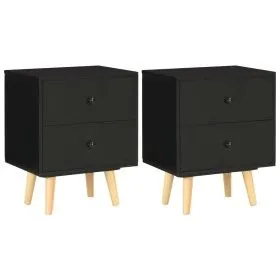 Nachttische 2 Stück massives Kiefernholz schwarz 40x30x50cm von vidaXL, Nachttische - Ref: Foro24-285225, Preis: 75,87 €, Rab...