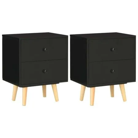 Nachttische 2 Stück massives Kiefernholz schwarz 40x30x50cm von vidaXL, Nachttische - Ref: Foro24-285225, Preis: 75,87 €, Rab...